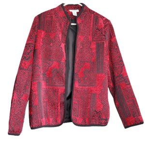 Serengeti Red and Black Tapestry Vintage Style Blazer Jacket, Women's L